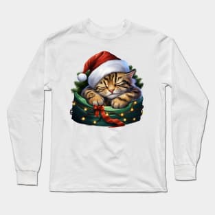 Lazy Bengal Cat At Christmas Long Sleeve T-Shirt